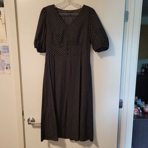 Banana Republic Black Polka Dot Midi Dress